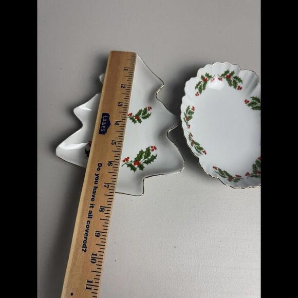 Kashima Christmas Holly Fine Porcelain Japan Trinket Dish Set Of 2 - Picture 5 of 6